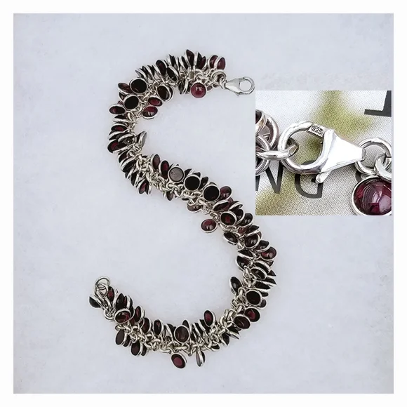 Silpada Sterling Silver Garnet Stone Cha Cha Bracelet B1049 - Picture 13 of 16